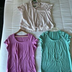 Lands' End Three-Piece Women’s Short Sleeve Set - Pink, Lilac, Teal